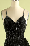 Black Star Printed Wrap Prom Dress