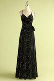 Black Star Printed Wrap Prom Dress