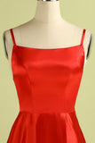 Red Backless Satin Dress