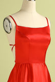 Red Backless Satin Dress