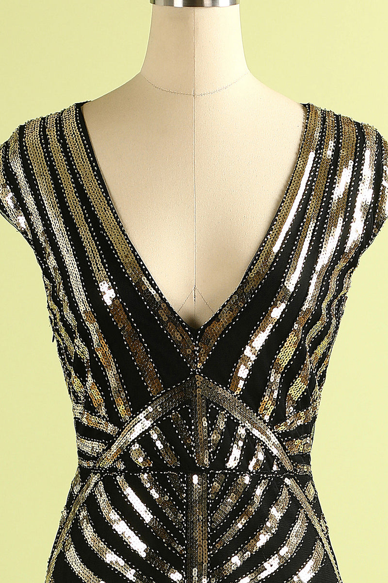 Load image into Gallery viewer, Gold Mermaid 1920s Sequined Flapper Dress