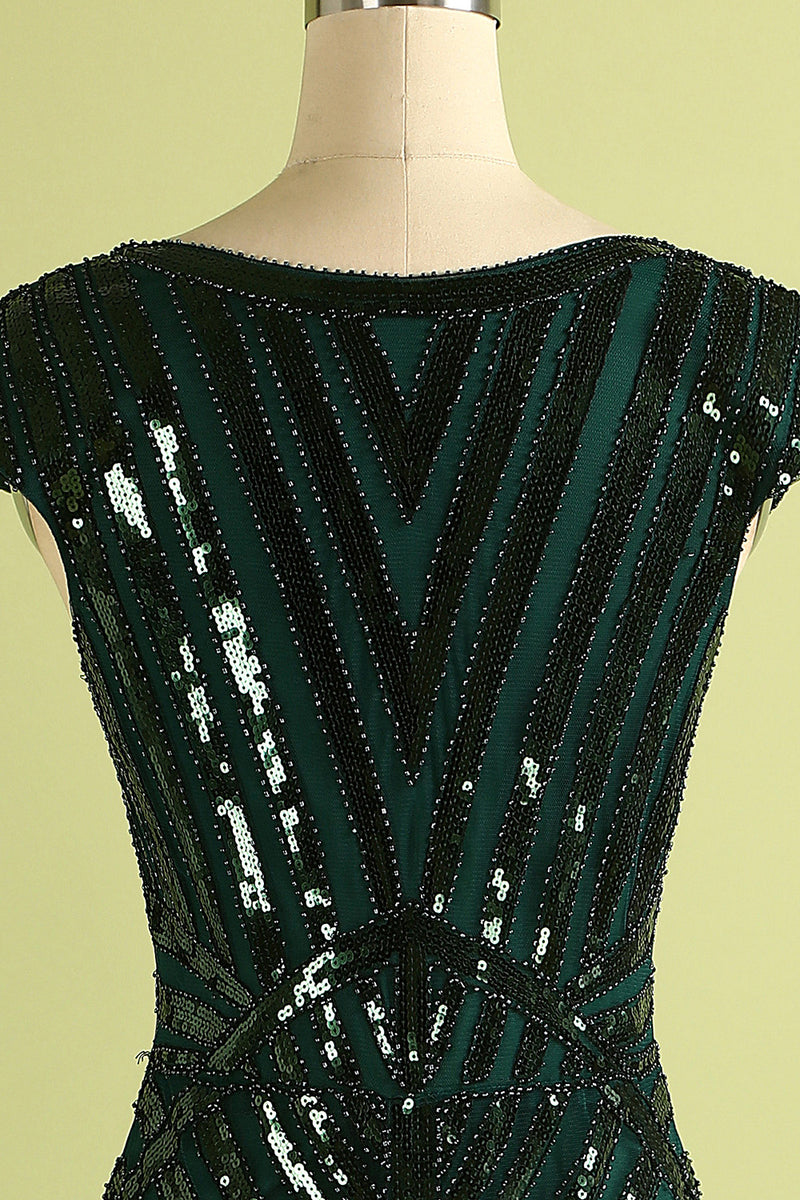 Load image into Gallery viewer, Green Mermaid 1920s Sequined Flapper Dress