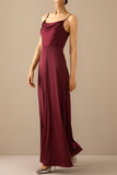 Dark Green Simple Long Bridesmaid Formal Dress