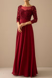 Burgundy Mother of the Bride Dress With Sleeves