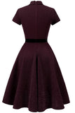 Burgundy 50s Vintage Dress with Sleeves