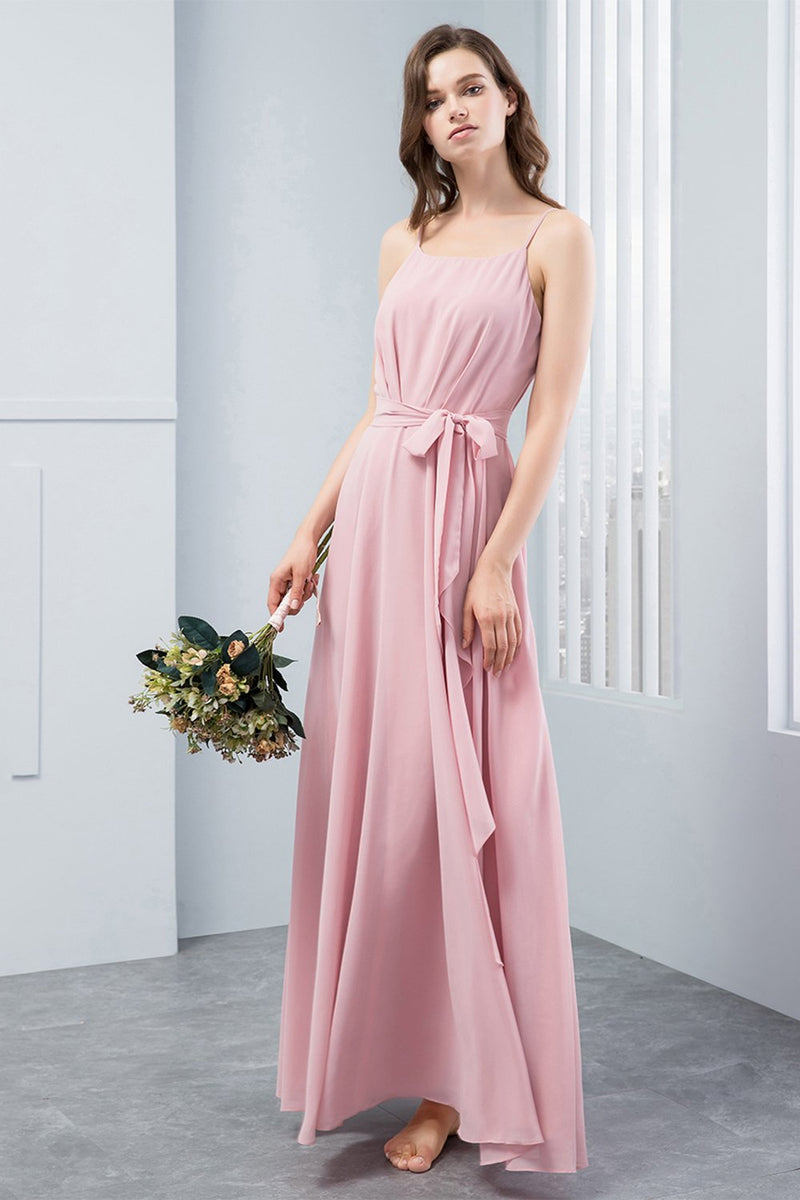 Load image into Gallery viewer, Blush Bridesmaid Dress with Bowknot