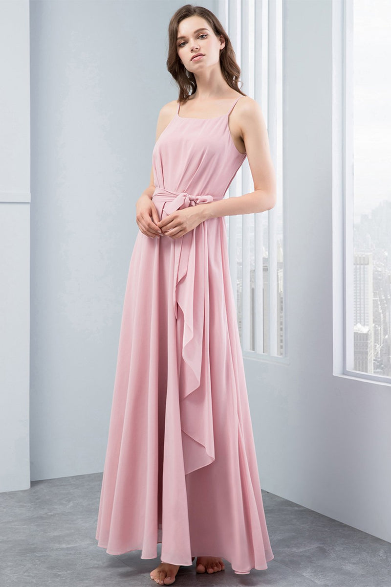 Load image into Gallery viewer, Blush Bridesmaid Dress with Bowknot