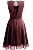 Burgundy Vintage Dress with Keyhole