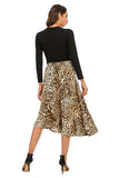 Brown Midi Asymmetrical Loepard Skirt