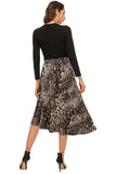 Brown Midi Asymmetrical Loepard Skirt