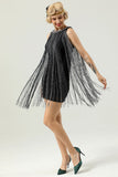 Round Neck Black Fringed 1920's Dress