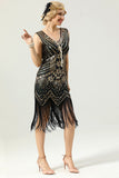 Black and Gold Sequin 1920s Dress