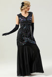 Black Long Sequins 1920s Party Dress