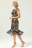 Black Sleeveless Sequin Fringe 1920 Dress