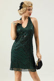 Golden Halter Sequins 1920s Dress