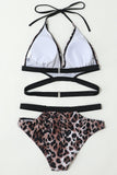 Lace Up Brown Leopard Swimsuit