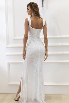 White Sequins Prom Dress