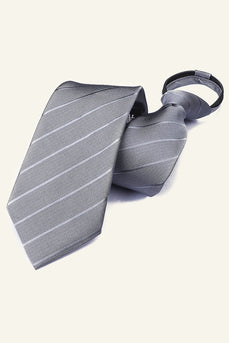 Dark Grey Striped Men's Tie For Party