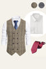 Load image into Gallery viewer, Brown Double Breasted Men Vest with Shirts Accessories Set