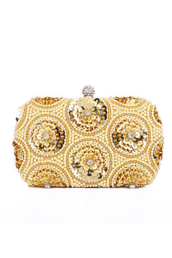 Golden Sparkly Sequin Rhinestone Evening Handbag