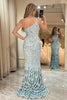 Load image into Gallery viewer, Sparkly Mermaid One Shoulder Dark Green Sequins Long Formal Dress