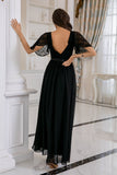 Black Lace Backless Formal Dress