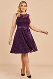 Grape Short Plus Size Lace Dress