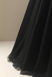 Elegant A Line Strapless Black Formal Dress