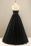 Elegant A Line Strapless Black Formal Dress