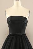 Elegant A Line Strapless Black Formal Dress