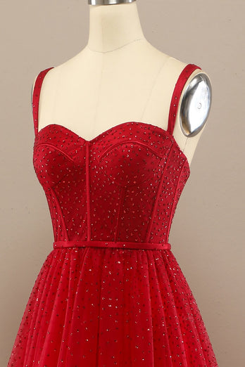Beautiful Red Sweetheart Formal Dress with Beading