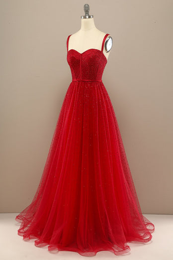 Beautiful Red Sweetheart Formal Dress with Beading