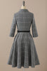 Load image into Gallery viewer, Retro Style Dark Grey Vintage Dress with Long Sleeves