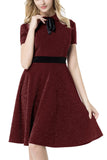 Burgundy 50s Vintage Dress with Sleeves