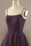 Charming A Line Purple Formal Dress with Split Front