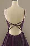 Charming A Line Purple Formal Dress with Split Front