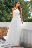 Ruffle Cross V-neck Bridesmaid Dress