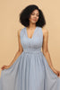 Load image into Gallery viewer, Grey Blue Convertible Long Chiffon Bridesmaid Dress