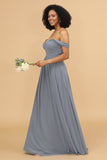 Off the Shoulder Chiffon Bridesmaid Dress