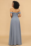 Off the Shoulder Chiffon Bridesmaid Dress