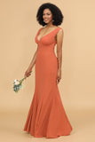 V-Neck Mermaid Bridesmaid Dress