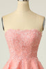 Load image into Gallery viewer, Blush Strapless Short Formal Dress with Appliques