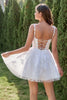Load image into Gallery viewer, A Line Spaghetti Straps White Short Formal Dress