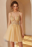 Spaghetti Straps Short Formal Dress With Appliques