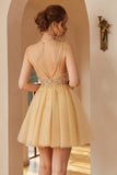 Spaghetti Straps Short Formal Dress With Appliques