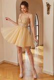 Spaghetti Straps Short Formal Dress With Appliques