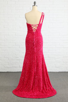 Fuchsia Stars Sequins Formal Dress