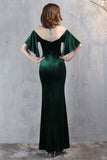 Champagne Velvet Mermaid Long Formal Dress