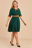 Green V Neck Swing Party Dress