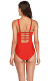 Open Back Solid Color One-Piece Swimwear